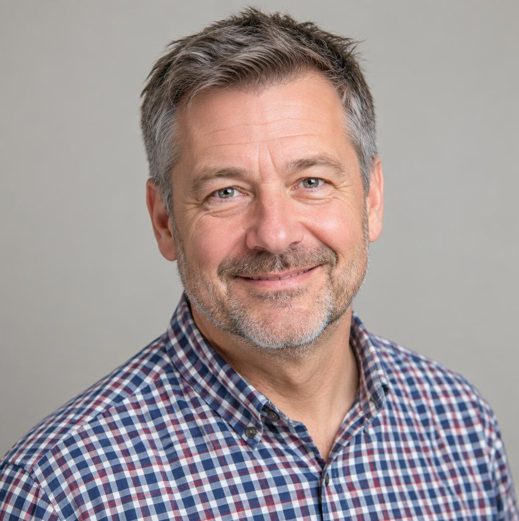 White British man, theatre production manager, portrait